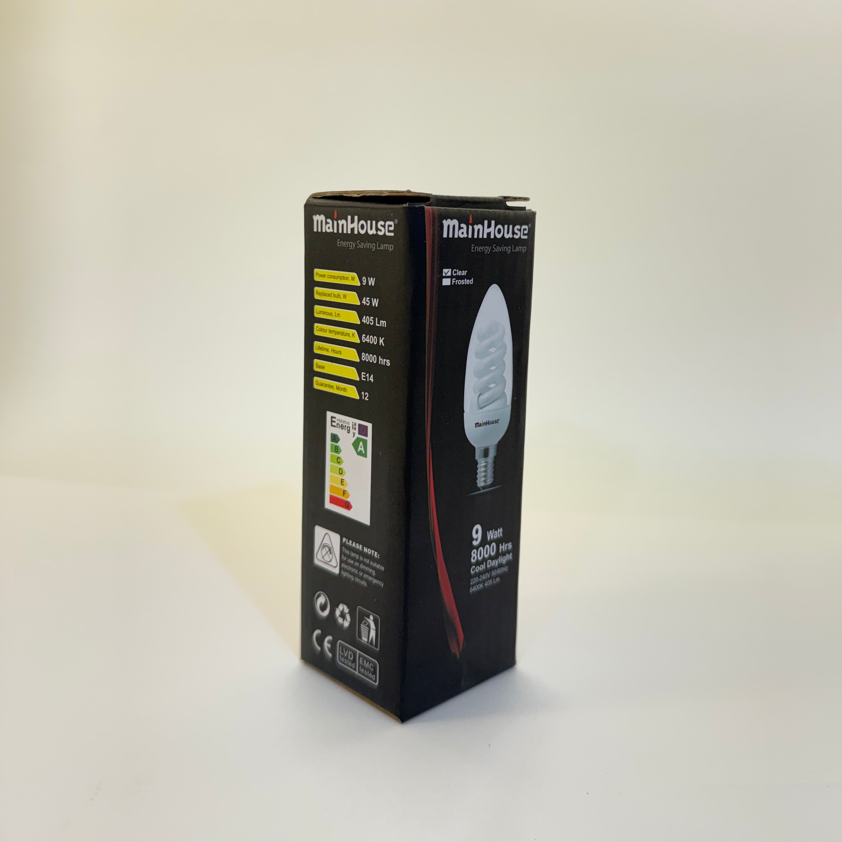 Lampe spirale économie flamme 9W E14 lumière Blanche